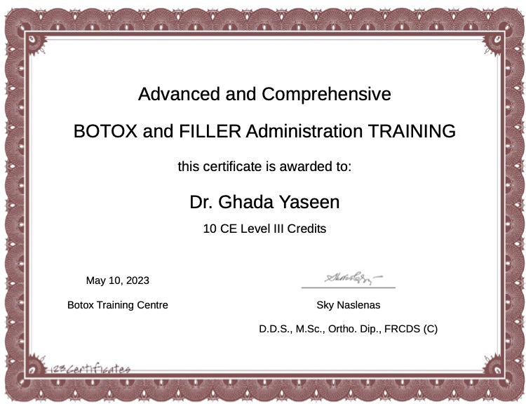 Botox and Filler  Certificate